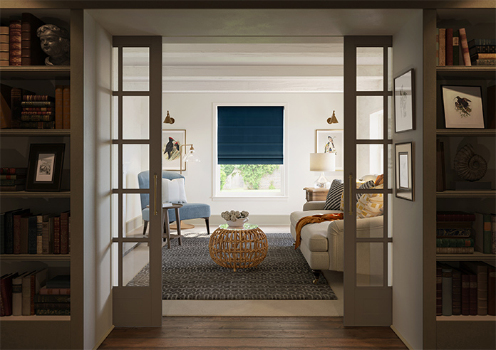 Ultra Luxe Velvet, Deep Blue - Motorised Roman Blind - Image 8